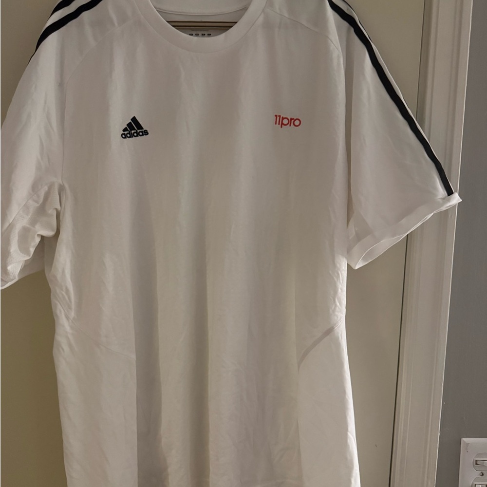 Adidas Men's White Tee with Black Accents